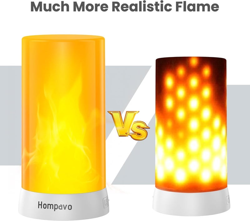 Hompavo Store 【Upgraded】 LED Flame Lights, 4-Mode Rechargeable Battery Operated Flameless Candles, Waterproof Pillar Flickering Lanterns for Living Room Bathroom Patio Wedding Party Christmas Home Decor - Image 4